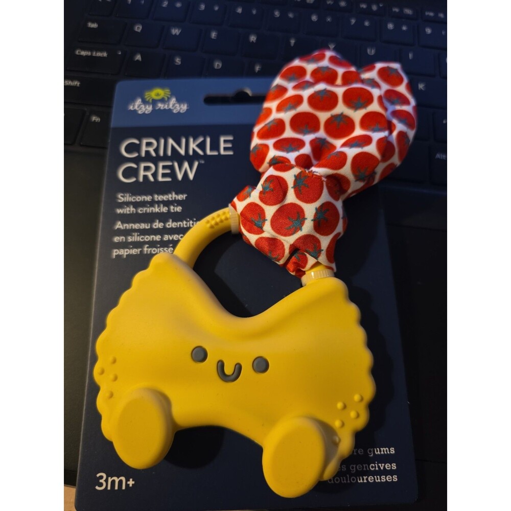Silicone Baby Teether BPA Free Crinkle Fabric Pasta Itzy Ritzy Teething